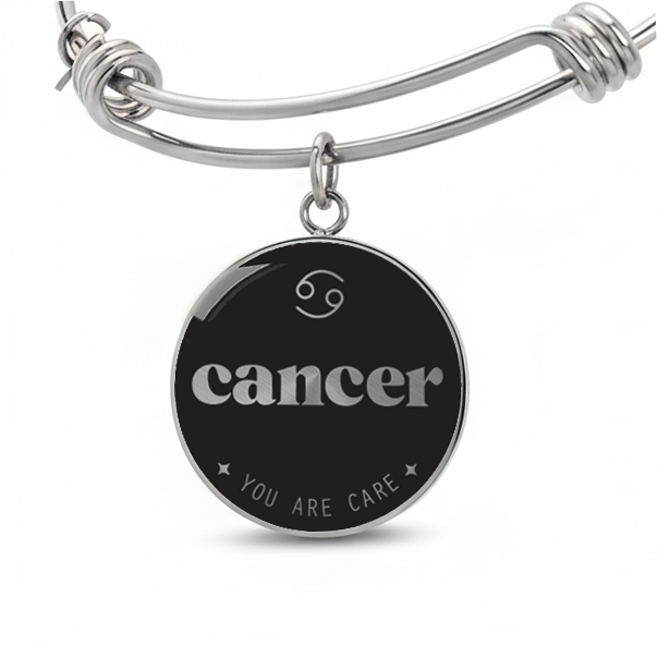 Engraved Steel Cancer Zodiac Bracelet