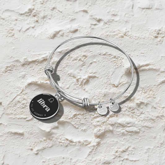 Engraved Steel Libra Zodiac Bracelet