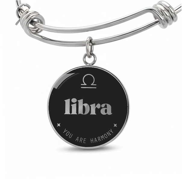 Engraved Steel Libra Zodiac Bracelet