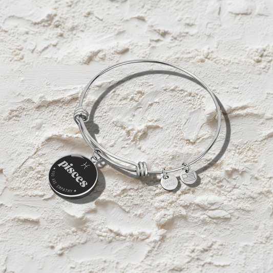 Engraved Steel Pisces Zodiac Bracelet