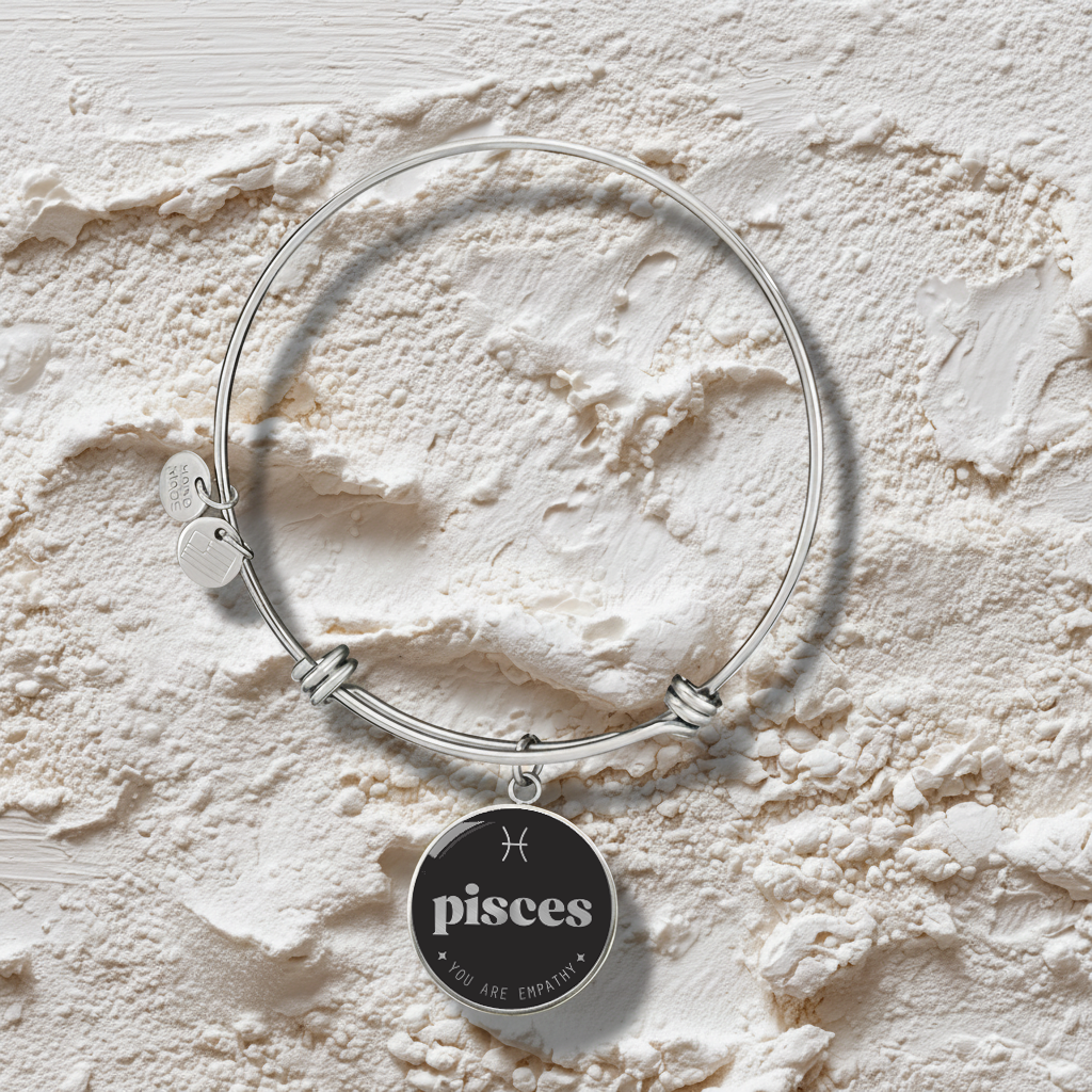 Engraved Steel Pisces Zodiac Bracelet
