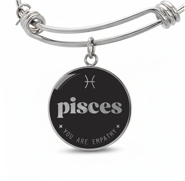 Engraved Steel Pisces Zodiac Bracelet
