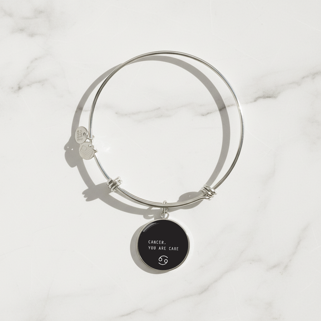 Engraved Steel Minimalist Cancer Zodiac Bracelet