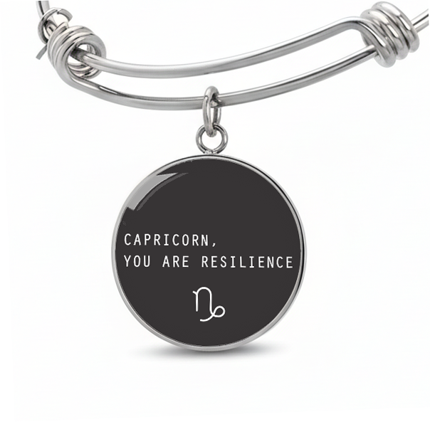 Engraved Steel Minimalist Capricorn Zodiac Bracelet