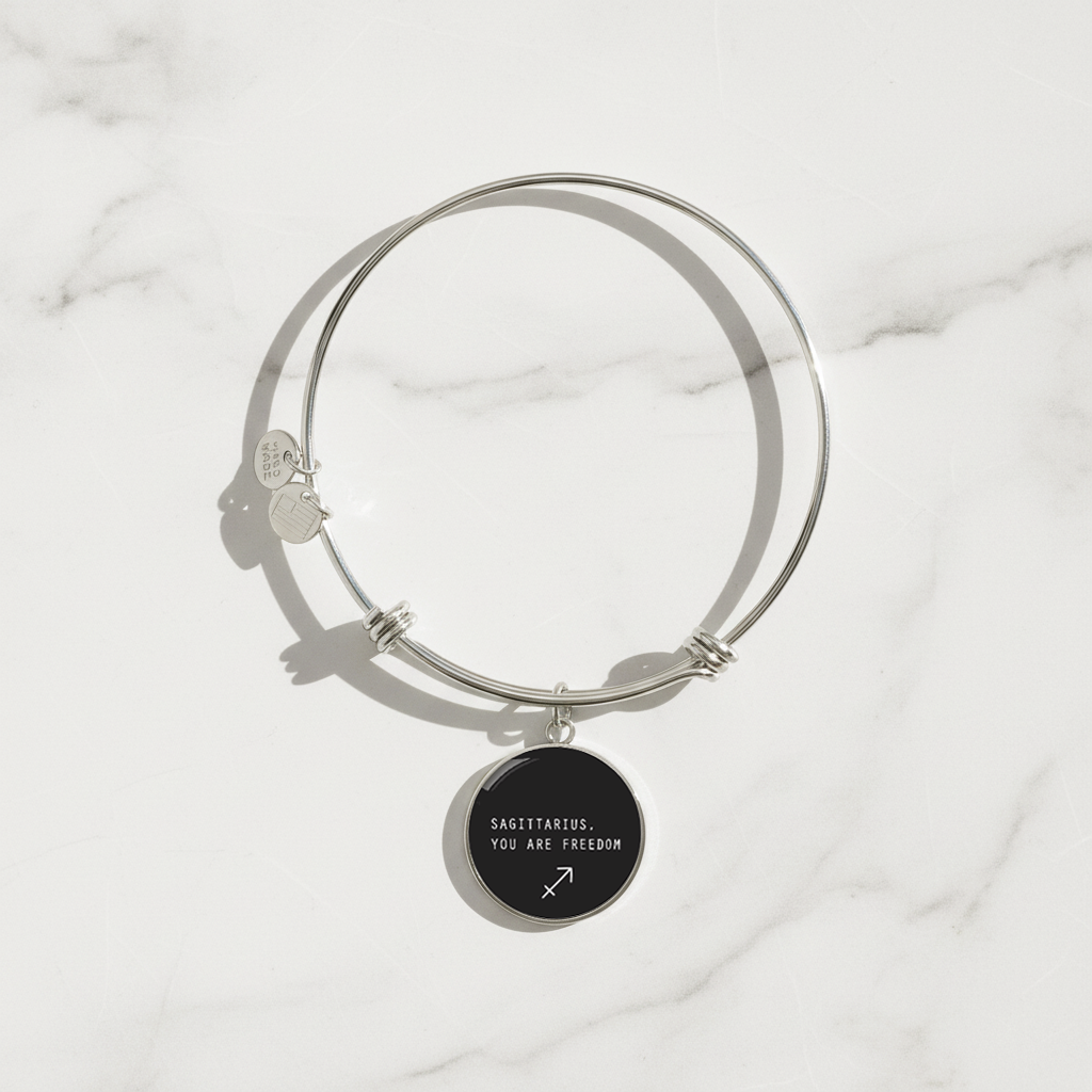 Engraved Steel Minimalist Sagittarius Zodiac Bracelet