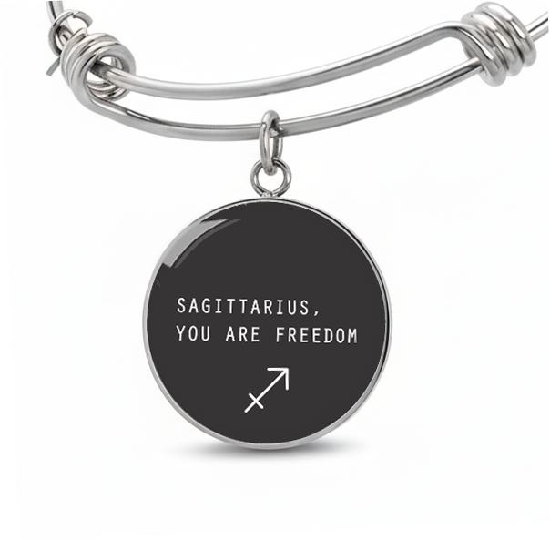 Engraved Steel Minimalist Sagittarius Zodiac Bracelet