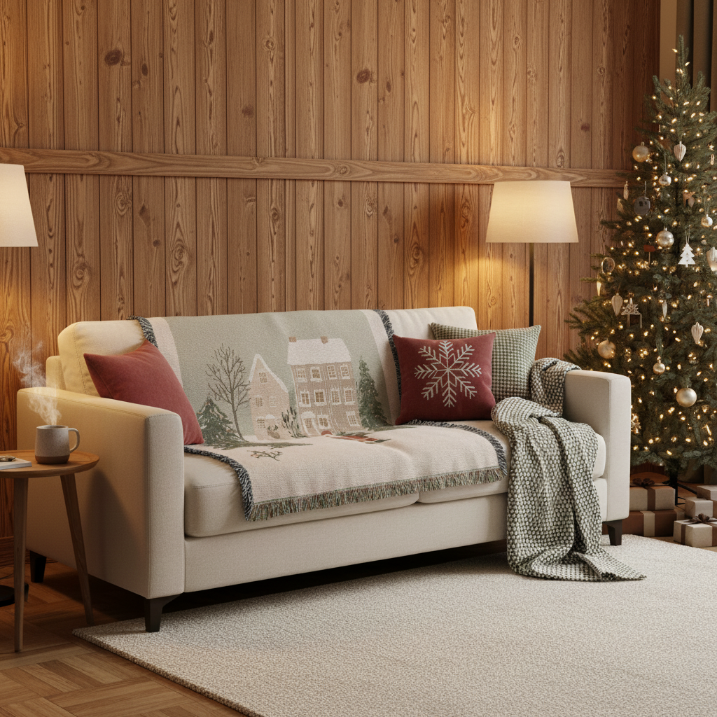 The Christmas Village Woven Blanket