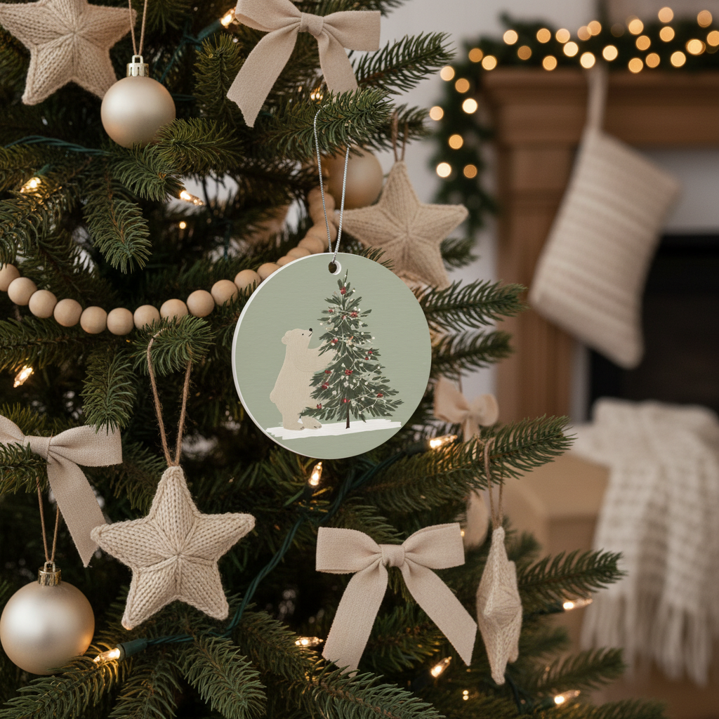 Christmas Polar Bear Acrylic Ornament