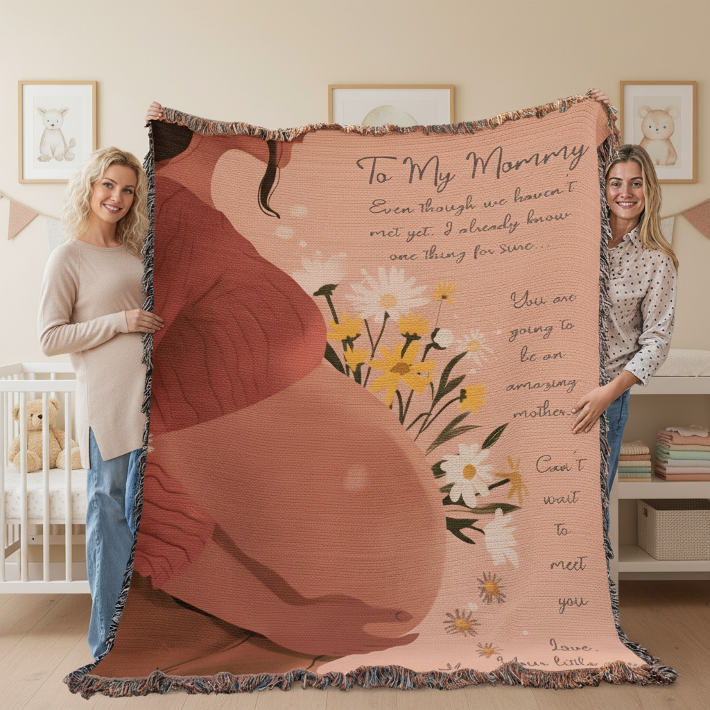 Mom to be Heirloom Woven Blanket 01