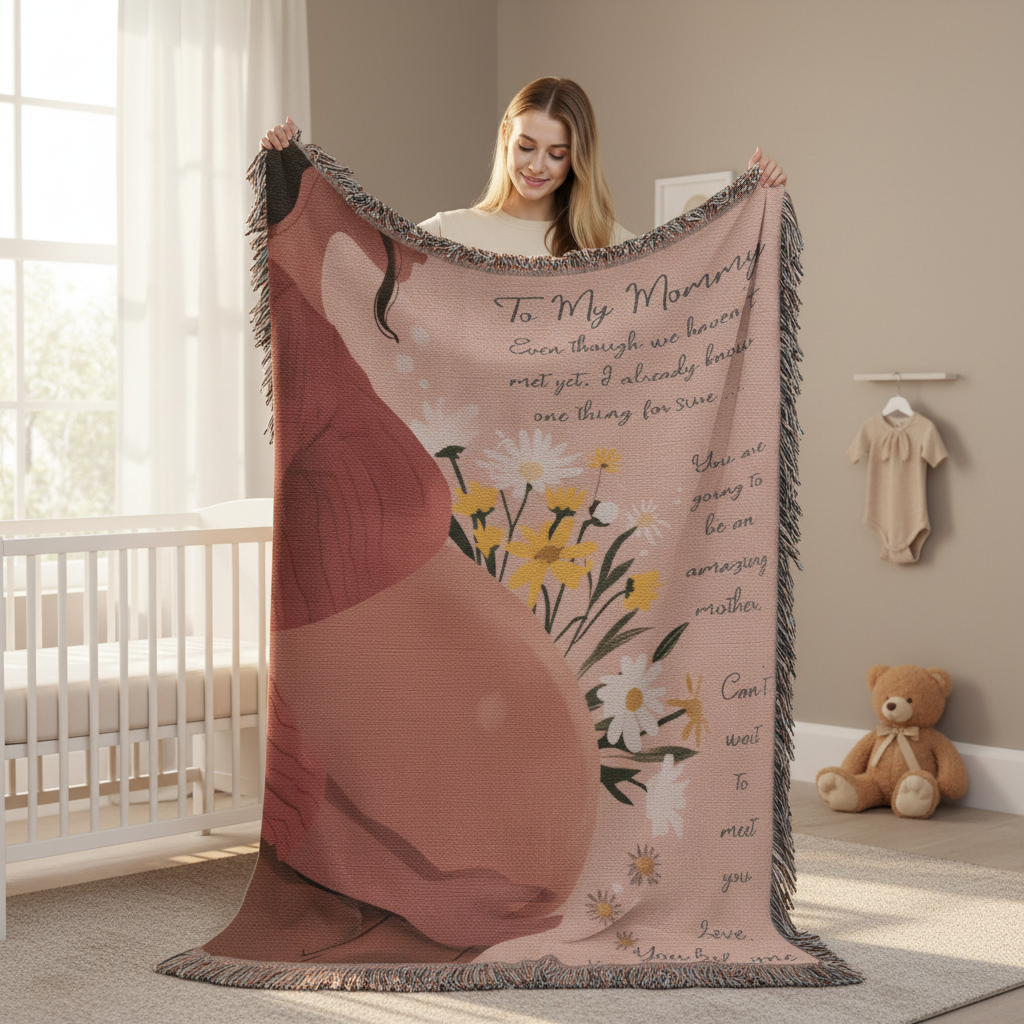 Mom to be Heirloom Woven Blanket 01